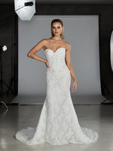 Load image into Gallery viewer, Bardot by Evie Young – strapless lace fit-and-flare, sweetheart neckline wedding dress with pearl draping but without detachable elements
