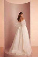 Load image into Gallery viewer, Nadia by Ariamo L427 - Mikado and tulle wedding dress back view with detachable oversized bow
