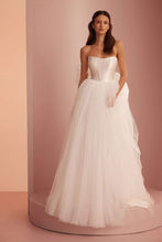 Load image into Gallery viewer, Nadia by Ariamo L427 - Mikado and tulle wedding dress front view with detachable oversized bow and sweetheart neckline