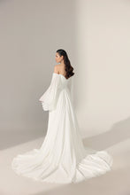 Load image into Gallery viewer, Sofia by Ariamo - minimalist long sleeve A-line wedding dress back view